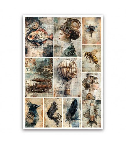 Rice Paper Decoupage A4 10-pack - Steampunk - 11 - Paper Designs - Tidformera