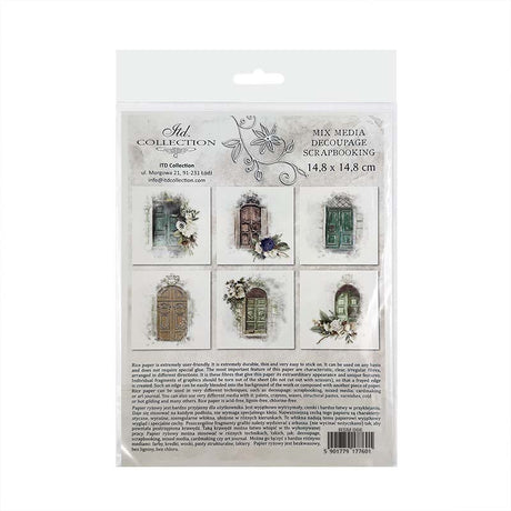 Rice paper Set - 15 x 15 - Doors with flowers - 8 - ITD Collection - Tidformera