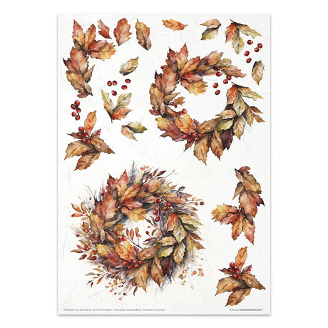 Rice paper set - A4 - Autumn Wreath - 7 - ITD Collection - Tidformera