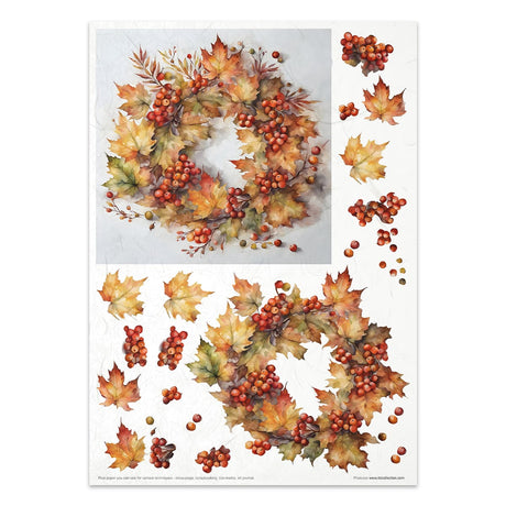 Rice paper set - A4 - Autumn Wreath - 11 - ITD Collection - Tidformera