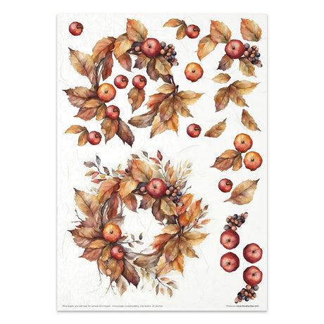 Rice paper set - A4 - Autumn Wreath - 14 - ITD Collection - Tidformera