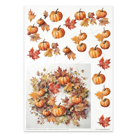 Rice paper set - A4 - Autumn Wreath - 5 - ITD Collection - Tidformera