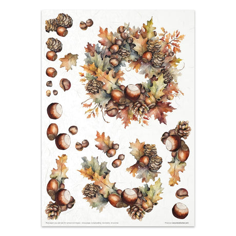 Rice paper set - A4 - Autumn Wreath - 10 - ITD Collection - Tidformera