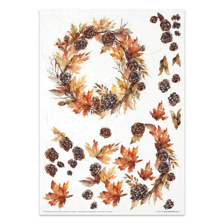 Rice paper set - A4 - Autumn Wreath - 3 - ITD Collection - Tidformera
