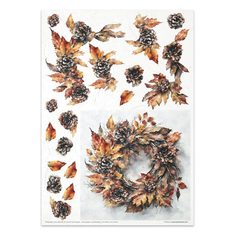 Rice paper set - A4 - Autumn Wreath - 12 - ITD Collection - Tidformera