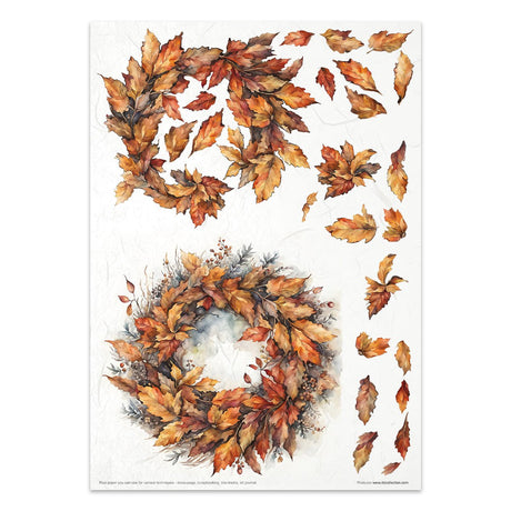 Rice paper set - A4 - Autumn Wreath - 6 - ITD Collection - Tidformera
