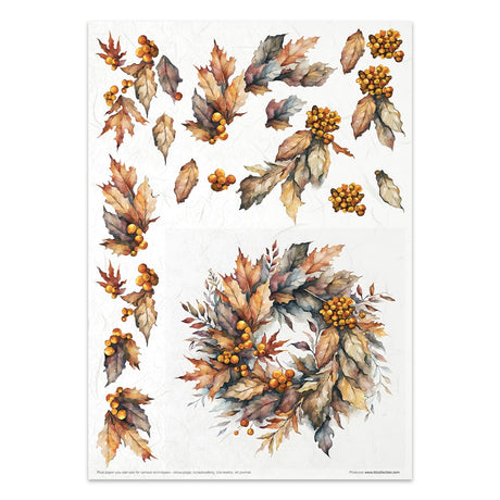 Rice paper set - A4 - Autumn Wreath - 8 - ITD Collection - Tidformera