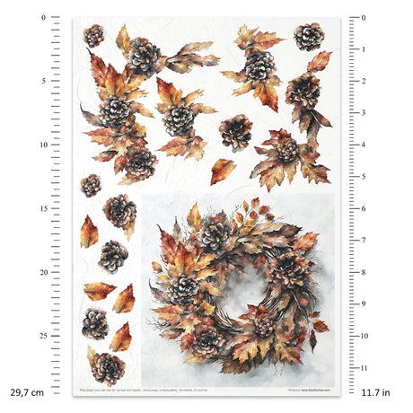 Rice paper set - A4 - Autumn Wreath - 13 - ITD Collection - Tidformera