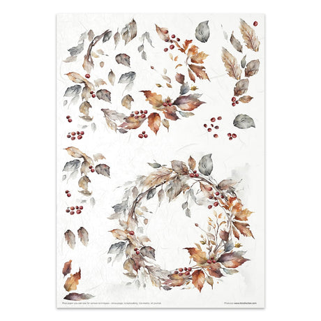 Rice paper set - A4 - Autumn Wreath - 4 - ITD Collection - Tidformera