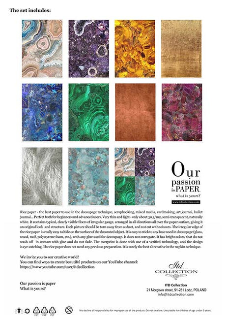 Rice paper set - A4 - Gemstones - 2 - ITD Collection - Tidformera