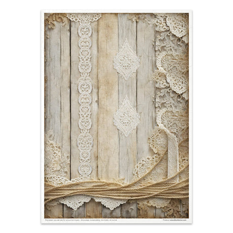 Rice paper set - A4 - Wood & Lace - 10 - ITD Collection - Tidformera