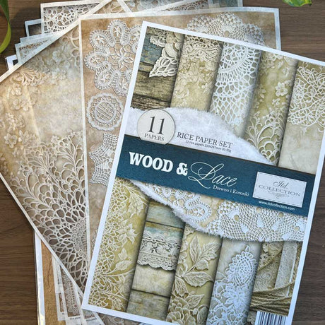 Rice paper set - A4 - Wood & Lace - 2 - ITD Collection - Tidformera
