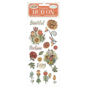 Rub - on - Furry Friends - Flowers - 1 - Stamperia - Tidformera
