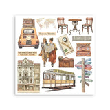 Rub - On Kit 15,5 x 15,5 cm - Art of Travelling - 7 - Stamperia - Tidformera