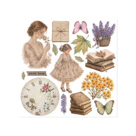 Rub-On Kit 15,5 x 15,5 cm - Flowers and Poems - 5 - Stamperia - Tidformera