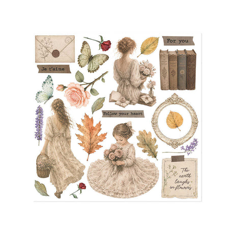 Rub-On Kit 15,5 x 15,5 cm - Flowers and Poems - 3 - Stamperia - Tidformera