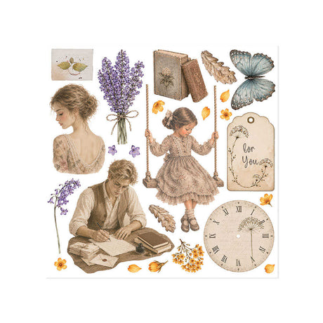Rub-On Kit 15,5 x 15,5 cm - Flowers and Poems - 7 - Stamperia - Tidformera