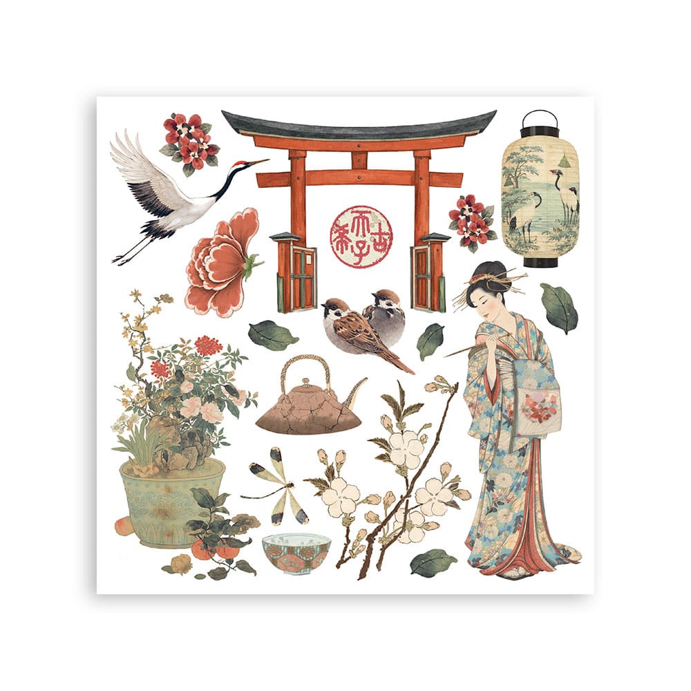 Rub-On Kit 15,5 x 15,5 cm - Oriental garden - 7 - Stamperia - Tidformera