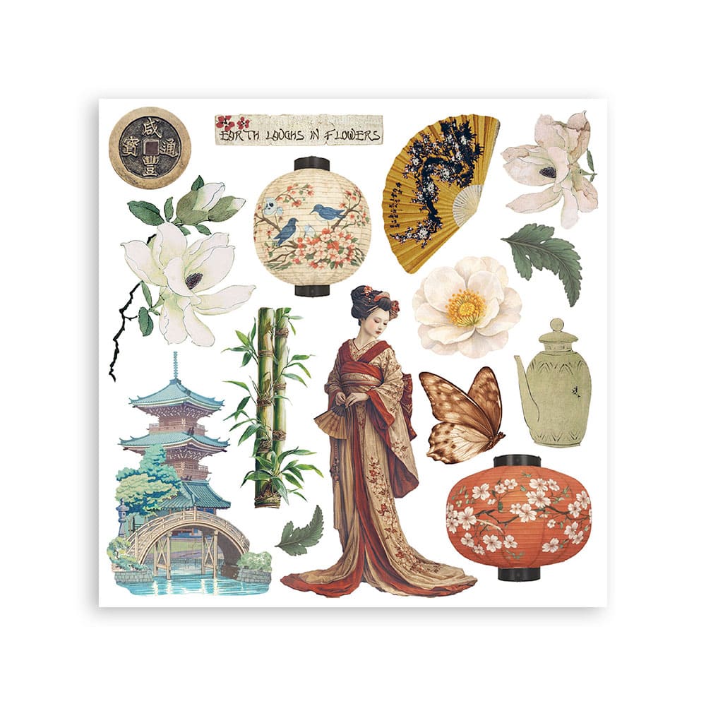 Rub-On Kit 15,5 x 15,5 cm - Oriental garden - 6 - Stamperia - Tidformera