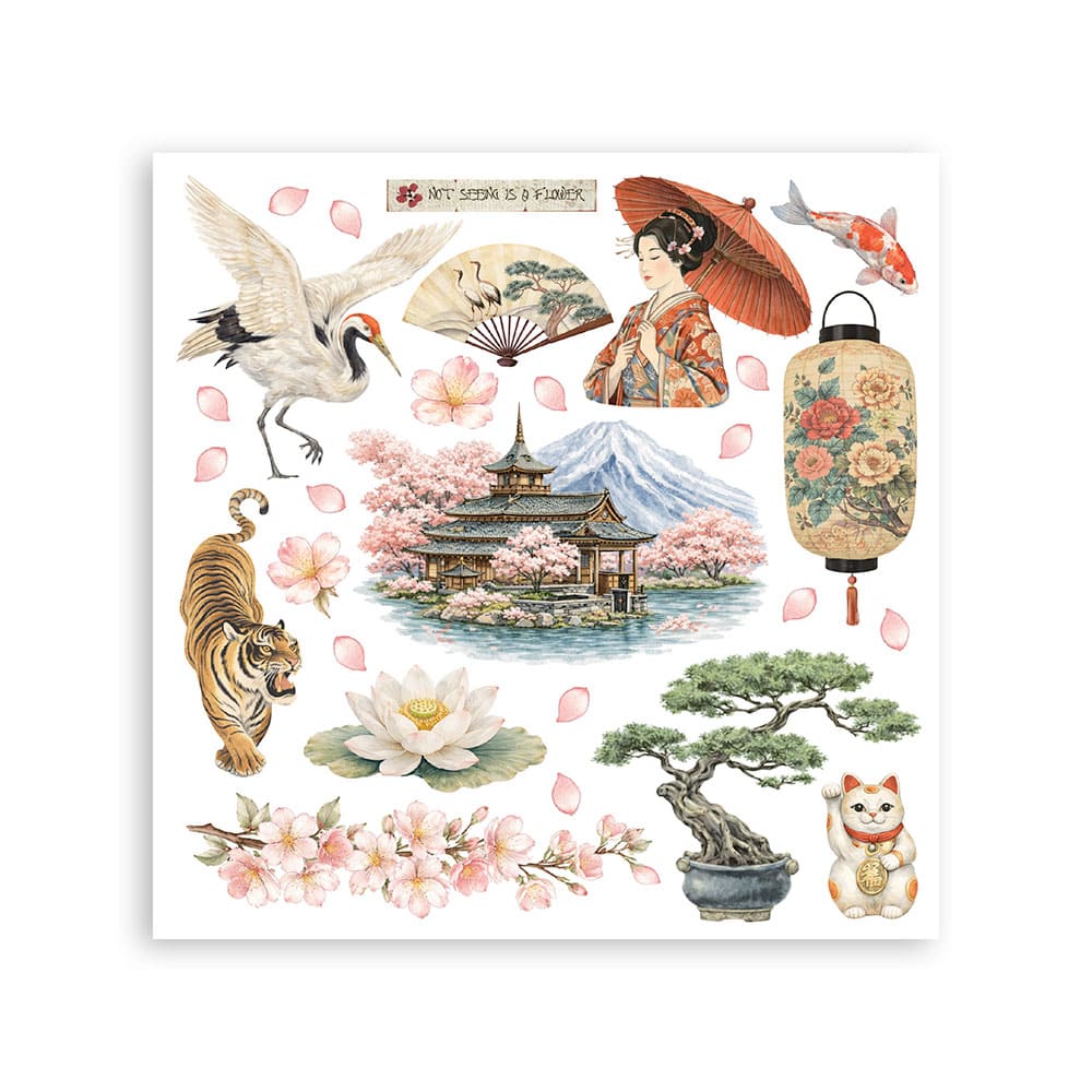 Rub-On Kit 15,5 x 15,5 cm - Oriental garden - 5 - Stamperia - Tidformera