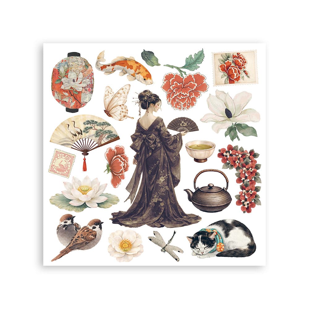 Rub-On Kit 15,5 x 15,5 cm - Oriental garden - 2 - Stamperia - Tidformera