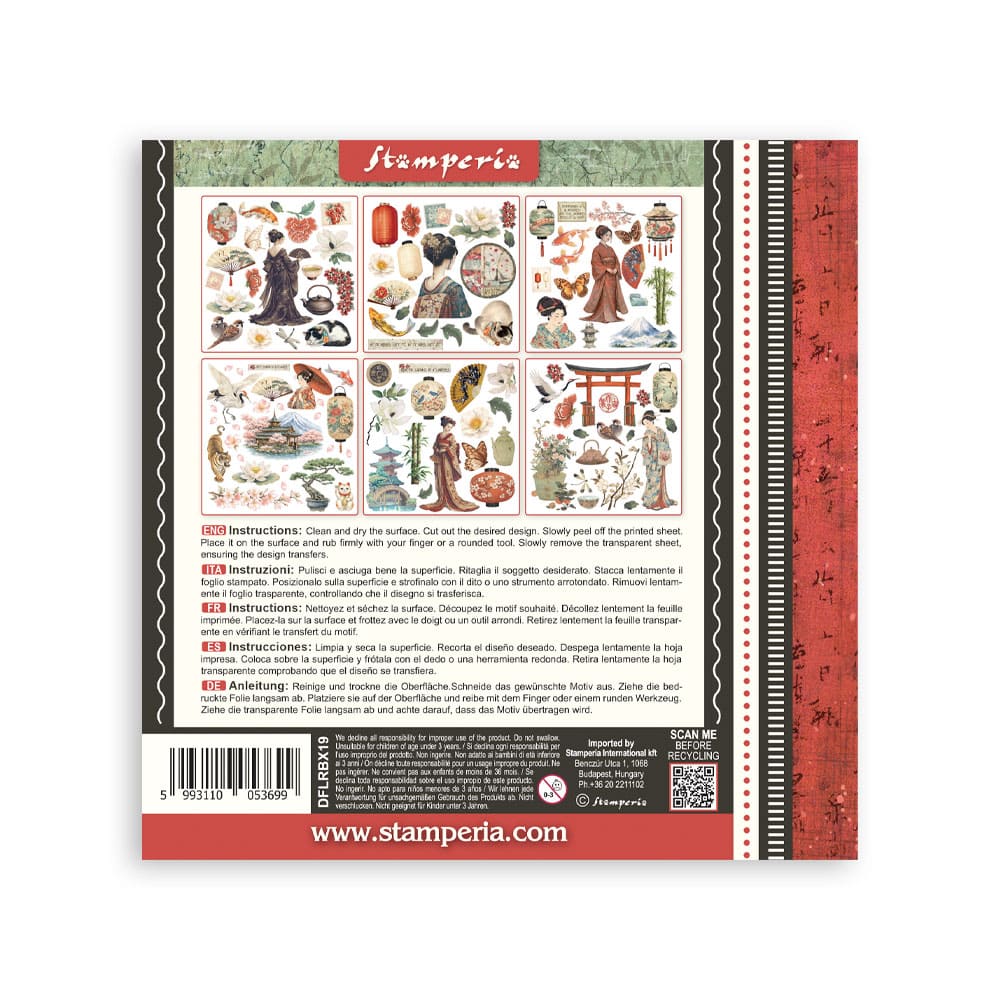Rub-On Kit 15,5 x 15,5 cm - Oriental garden - 8 - Stamperia - Tidformera