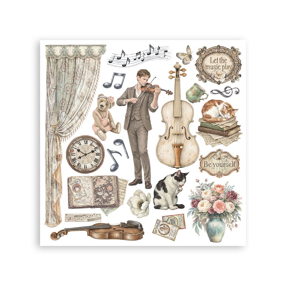 Rub-On Kit 15,5 x 15,5 cm - Symphony - 4 - Stamperia - Tidformera