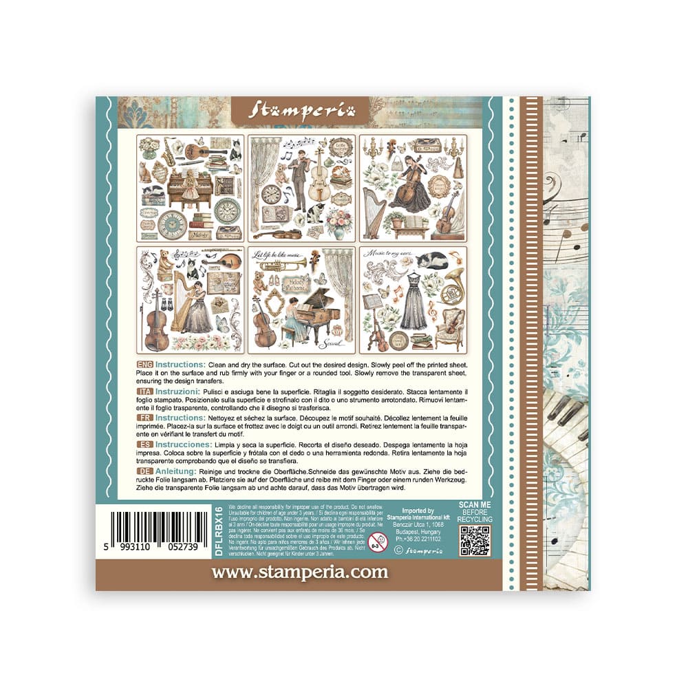 Rub-On Kit 15,5 x 15,5 cm - Symphony - 8 - Stamperia - Tidformera