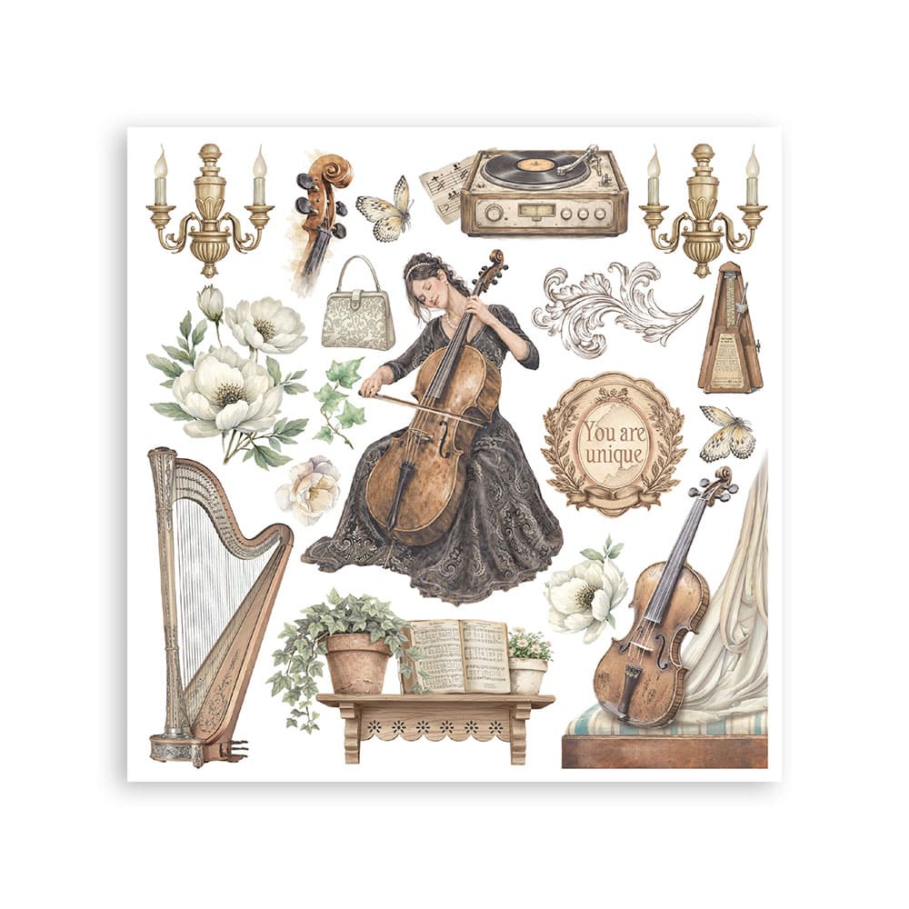Rub-On Kit 15,5 x 15,5 cm - Symphony - 5 - Stamperia - Tidformera