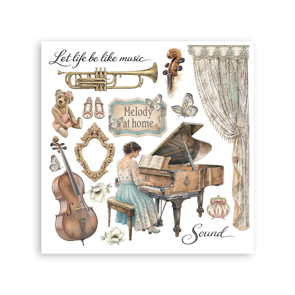 Rub-On Kit 15,5 x 15,5 cm - Symphony - 7 - Stamperia - Tidformera
