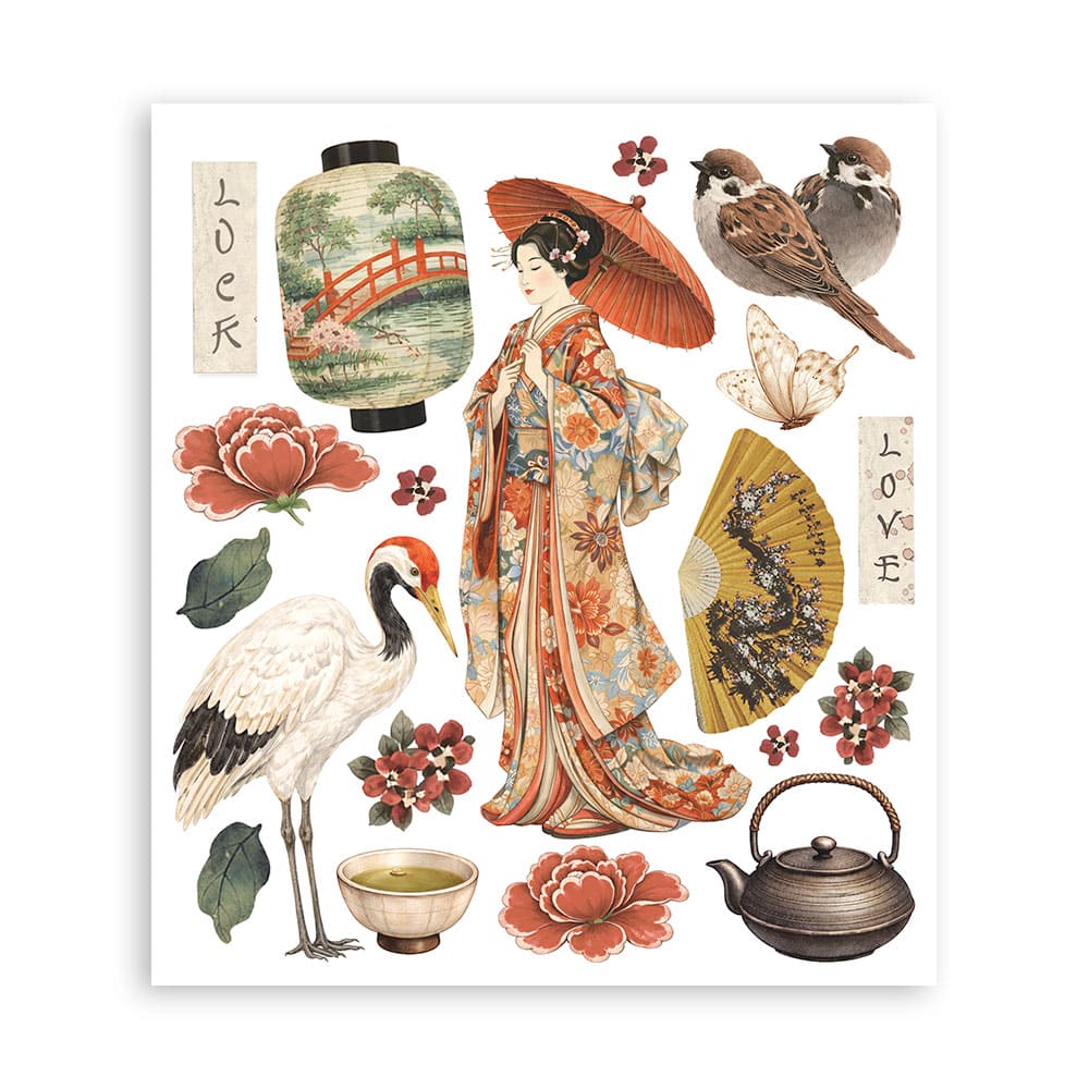Rub-On Selection 20,5 x 23 cm - Oriental garden - 4 - Stamperia - Tidformera