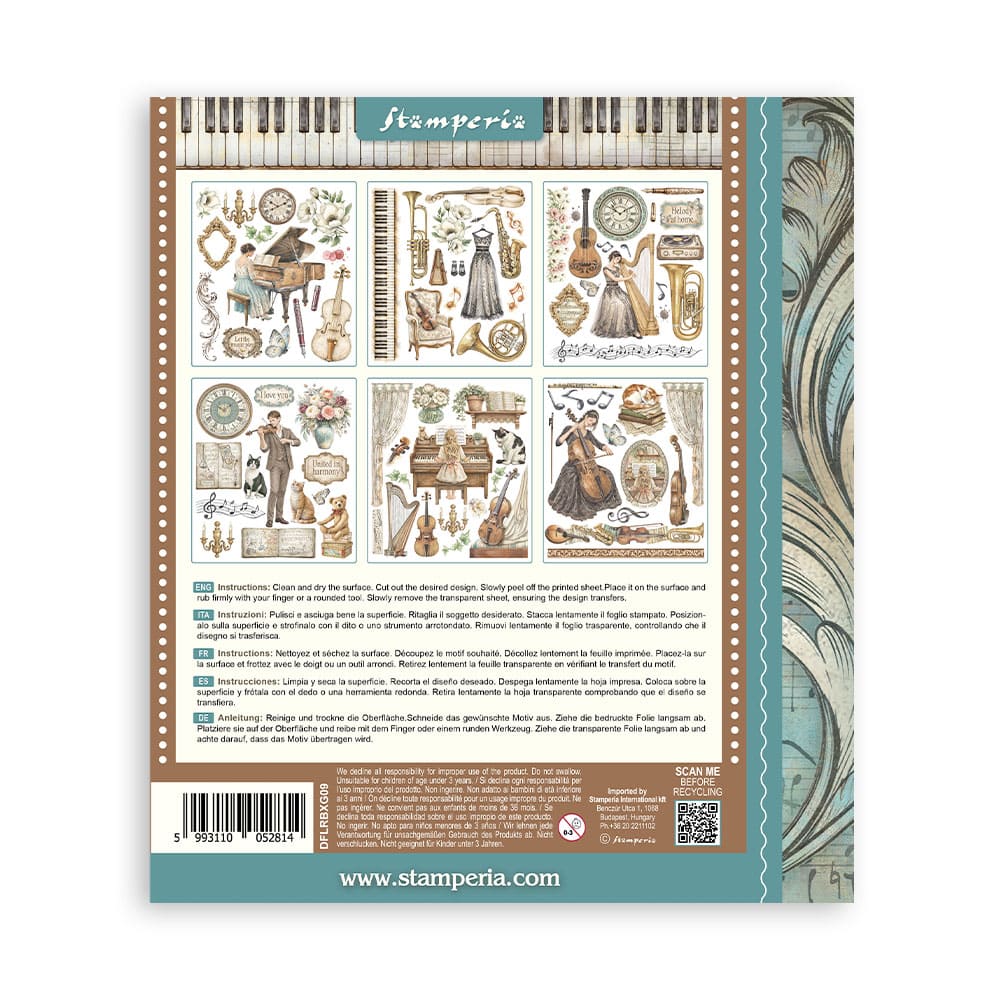 Rub-On Selection 20,5 x 23 cm - Symphony - 8 - Stamperia - Tidformera