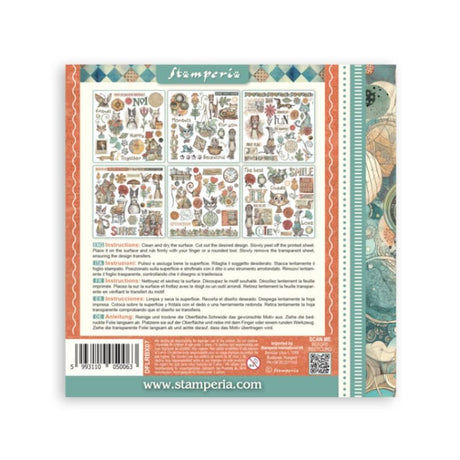 Rub - On Set 6 - pack - Furry Friends - 8 - Stamperia - Tidformera