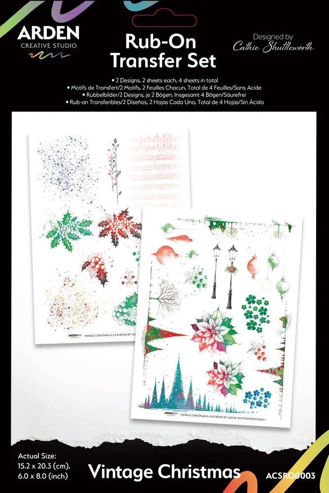 Rub - ons Transfer Set - Vintage Christmas - 1 - Arden Creative Studio - Tidformera