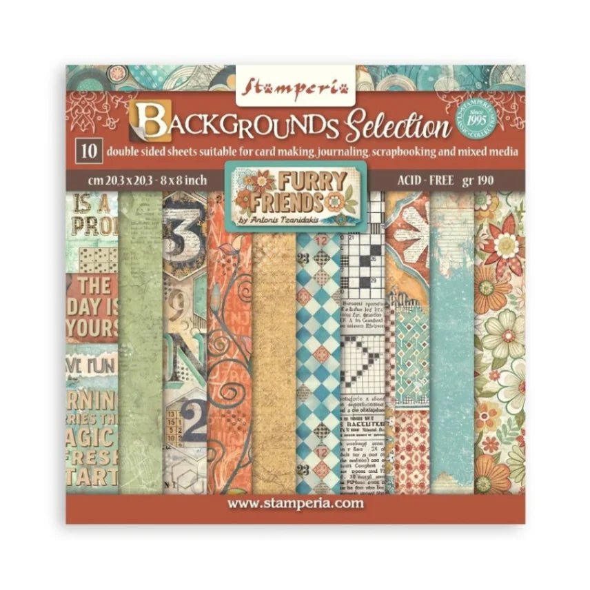 Scrapbookingpapper - Backgrounds - Furry Friends - 1 - Stamperia - Tidformera