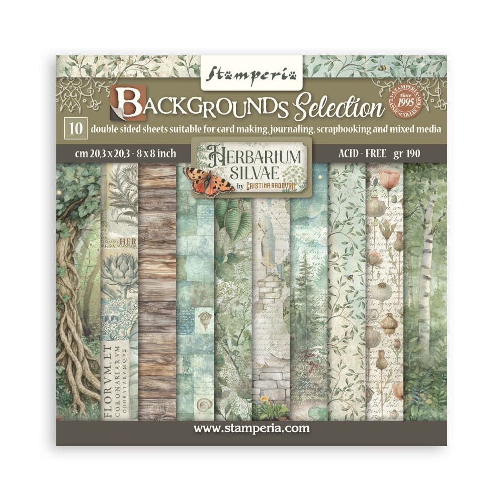 Scrapbookingpapper - Backgrounds - Herbarium Silvae - 1 - Stamperia - Tidformera