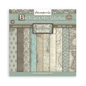 Scrapbookingpapper - Backgrounds - Voyages Fantastiques - 1 - Stamperia - Tidformera