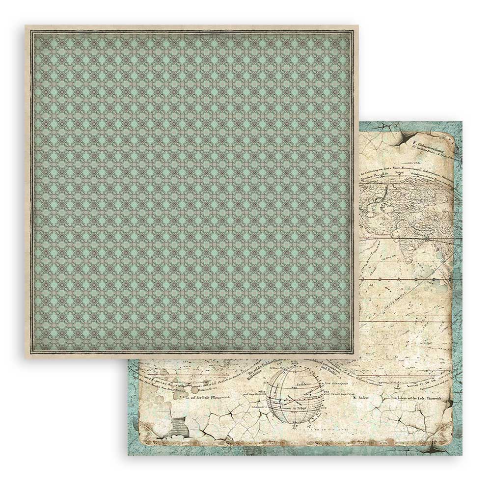 Scrapbookingpapper - Backgrounds - Voyages Fantastiques - 5 - Stamperia - Tidformera