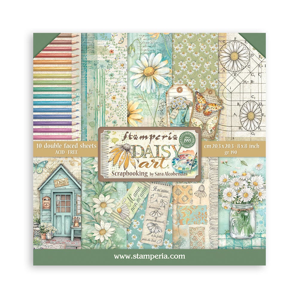 Scrapbookingpapper - Double faced - Daisy Art - 1 - Stamperia - Tidformera