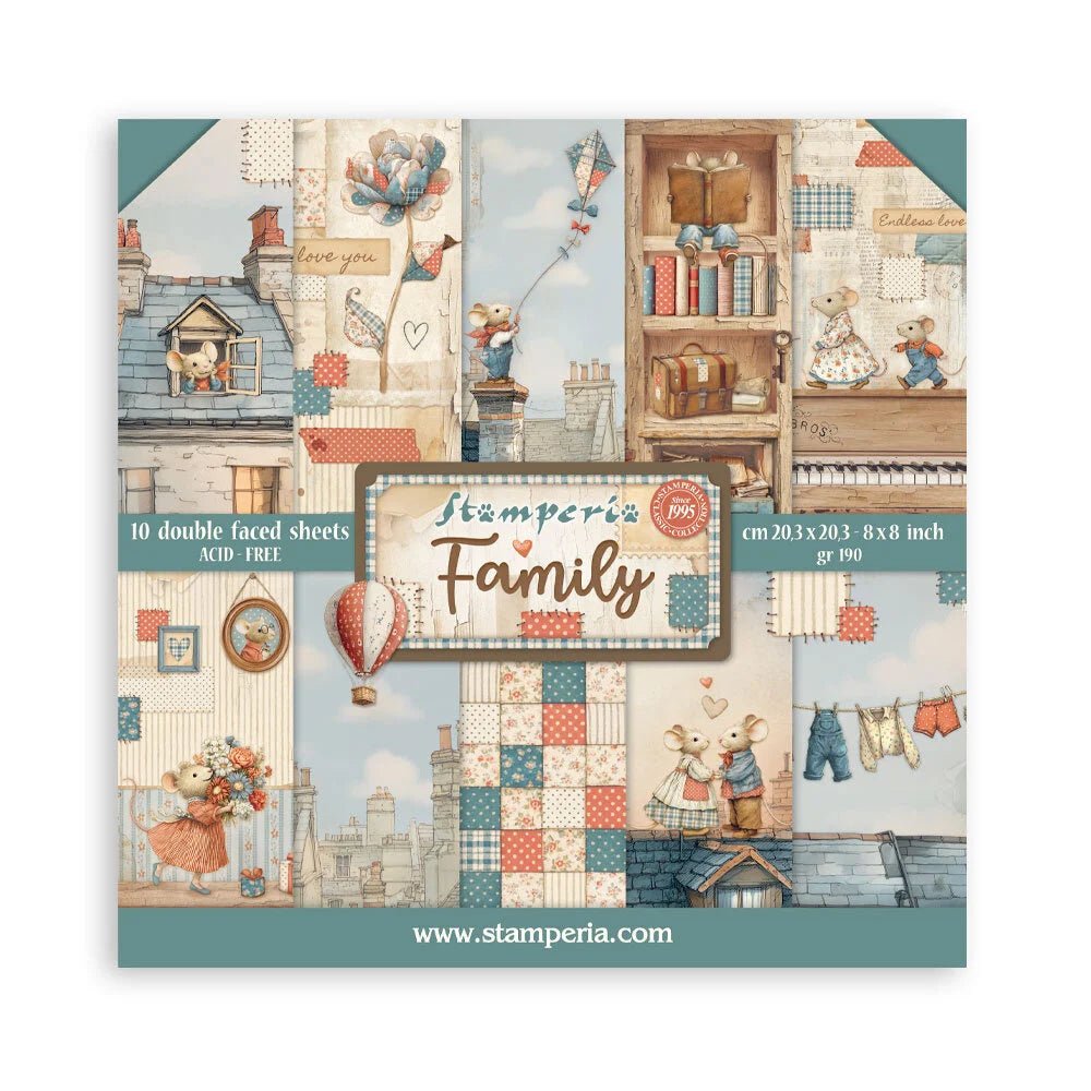 Scrapbookingpapper - Double faced - Family - 1 - Stamperia - Tidformera