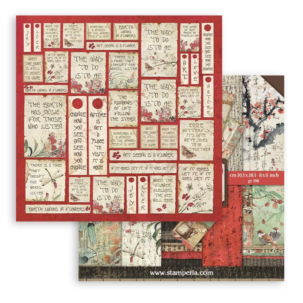 Scrapbookingpapper - Double faced - Oriental garden - 16 - Stamperia - Tidformera