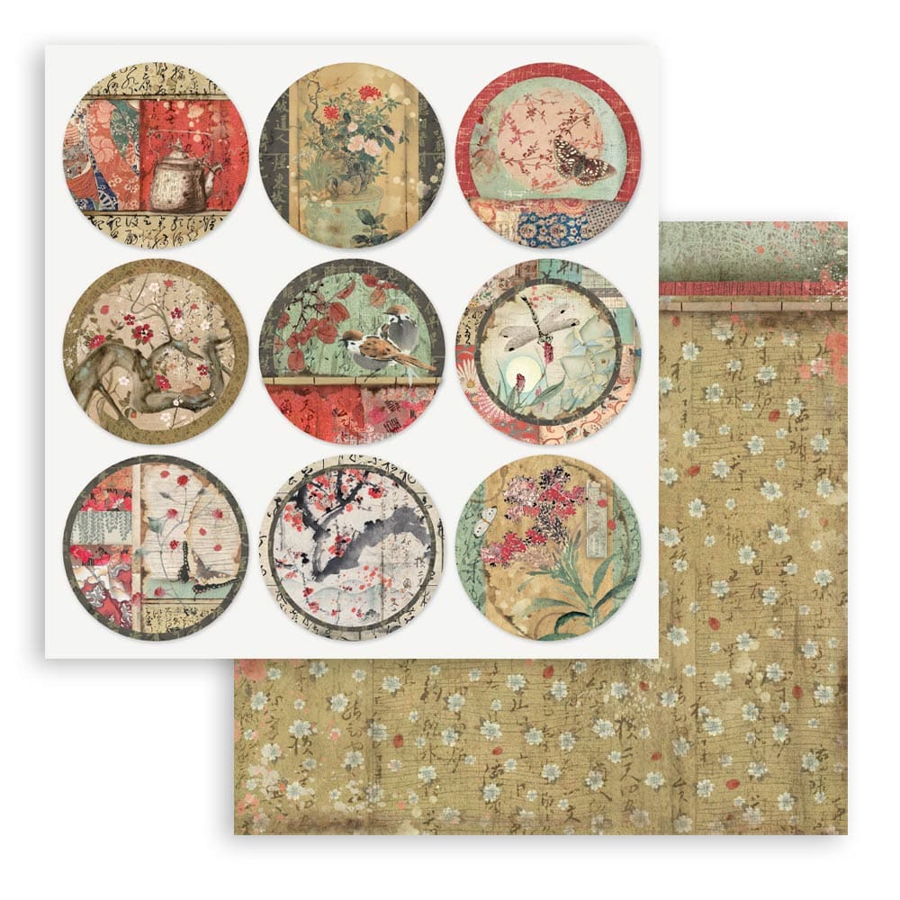 Scrapbookingpapper - Double faced - Oriental garden - 8 - Stamperia - Tidformera