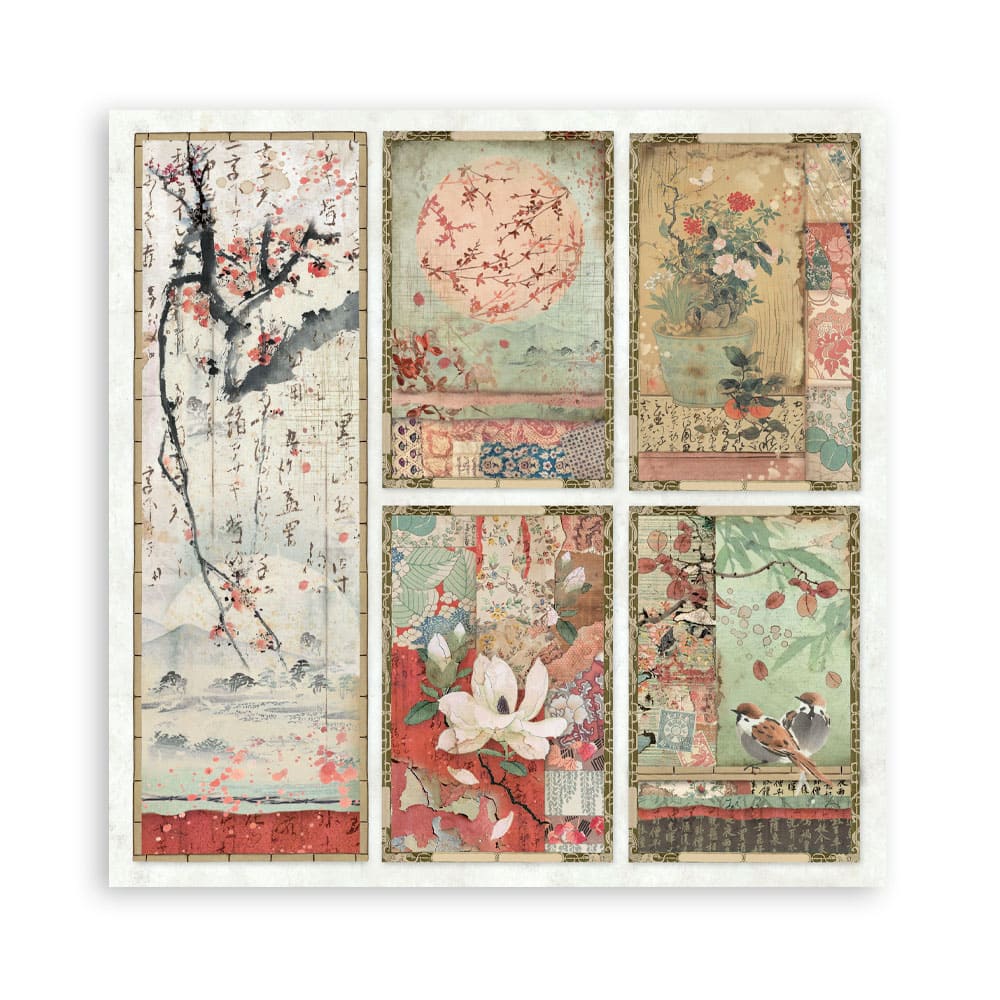 Scrapbookingpapper - Double faced - Oriental garden - 21 - Stamperia - Tidformera