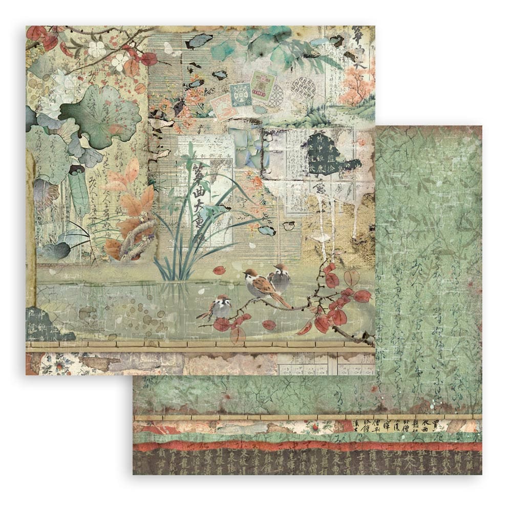 Scrapbookingpapper - Double faced - Oriental garden - 3 - Stamperia - Tidformera