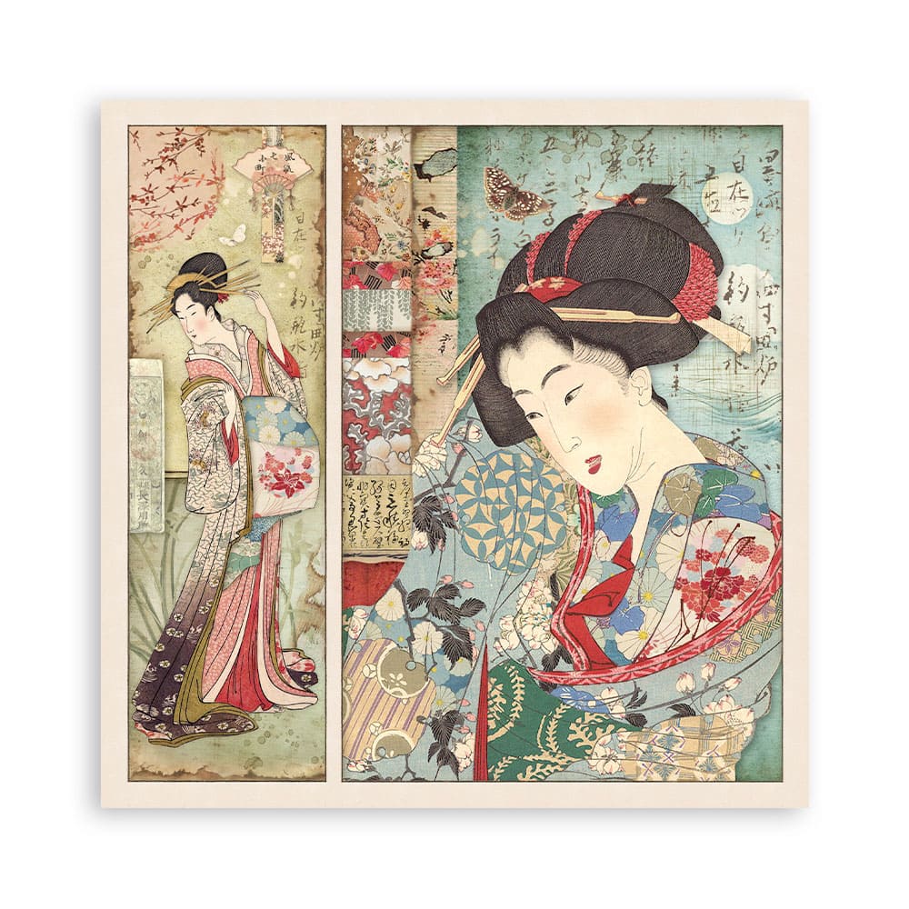 Scrapbookingpapper - Double faced - Oriental garden - 14 - Stamperia - Tidformera