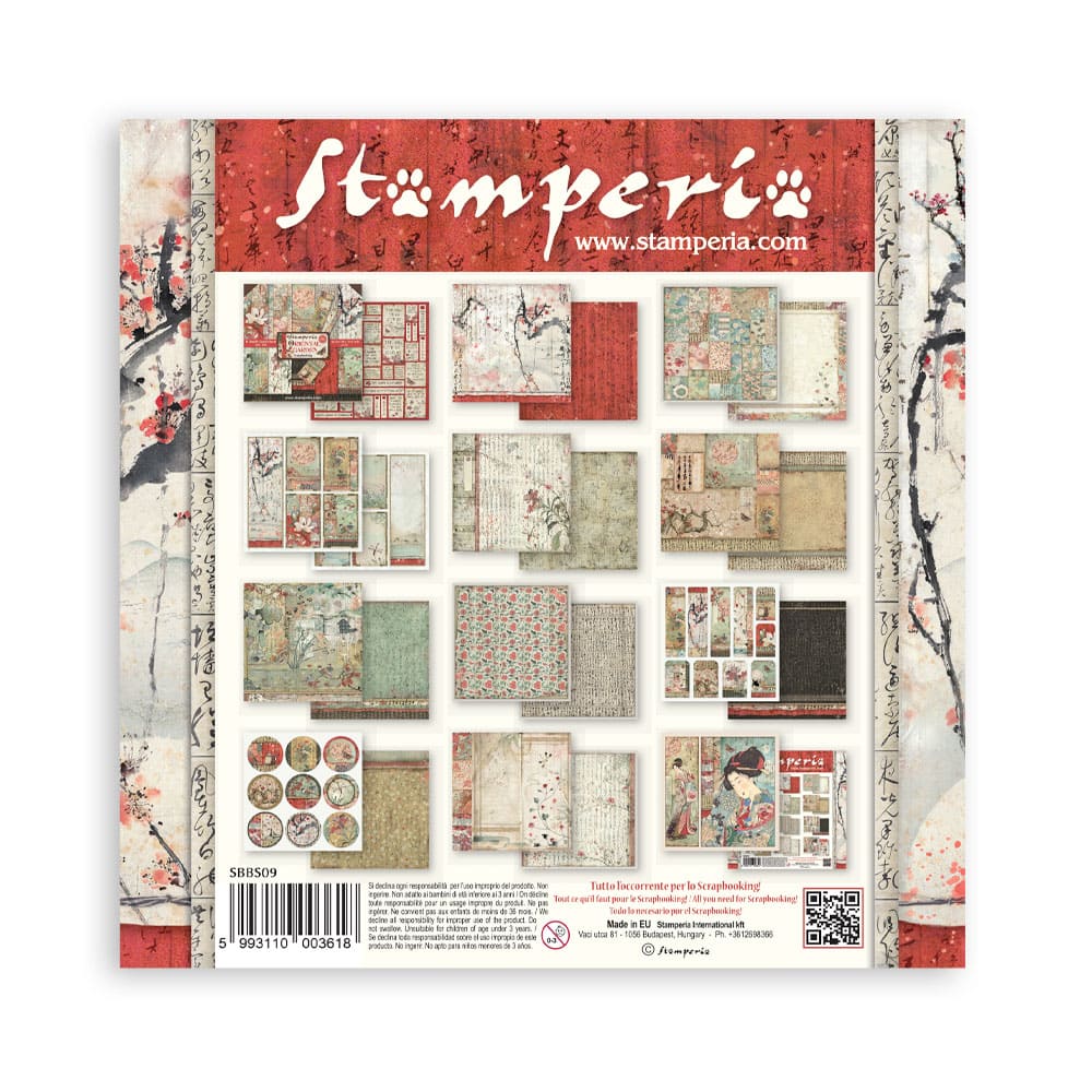 Scrapbookingpapper - Double faced - Oriental garden - 26 - Stamperia - Tidformera