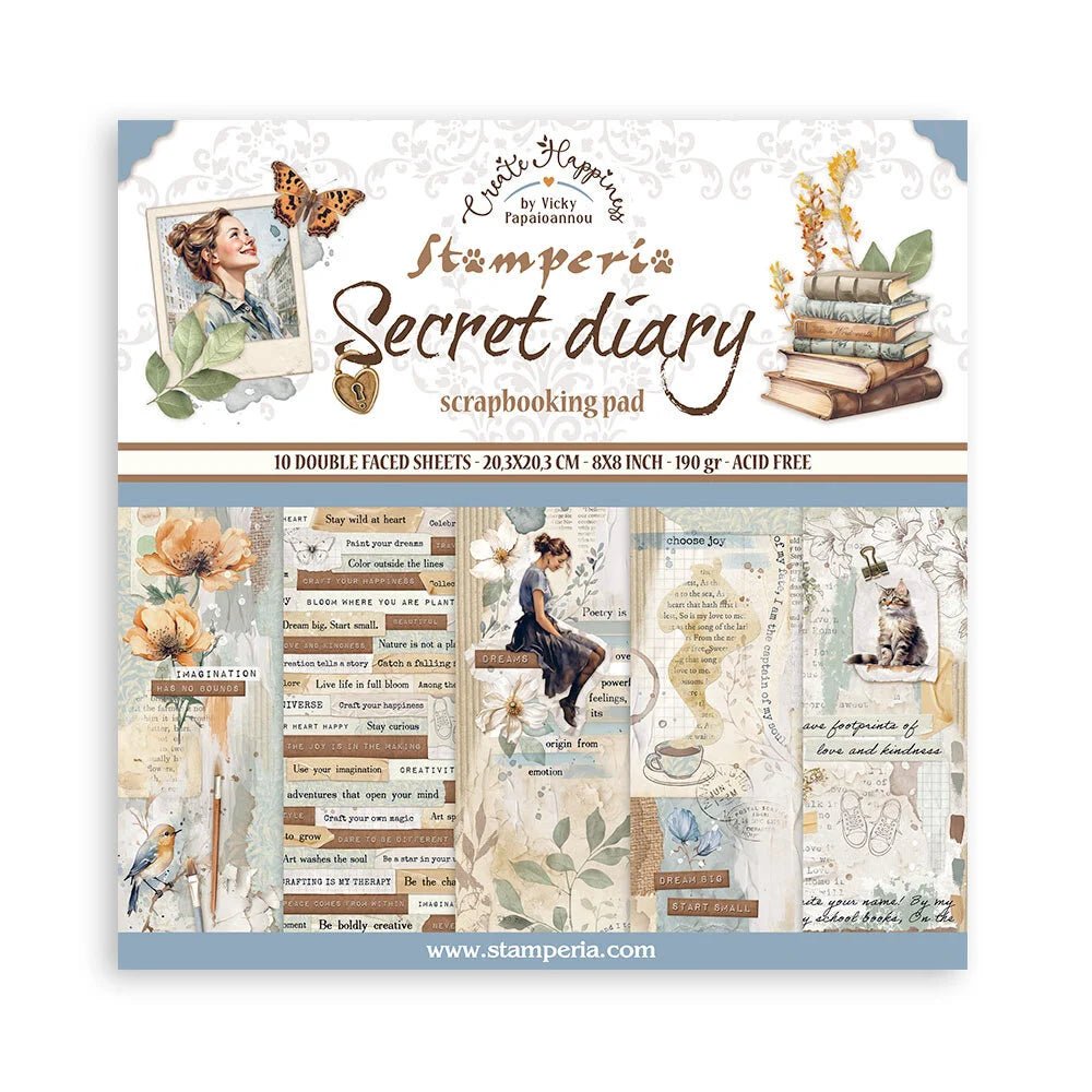 Scrapbookingpapper - Double faced - Secret Diary - 1 - Stamperia - Tidformera