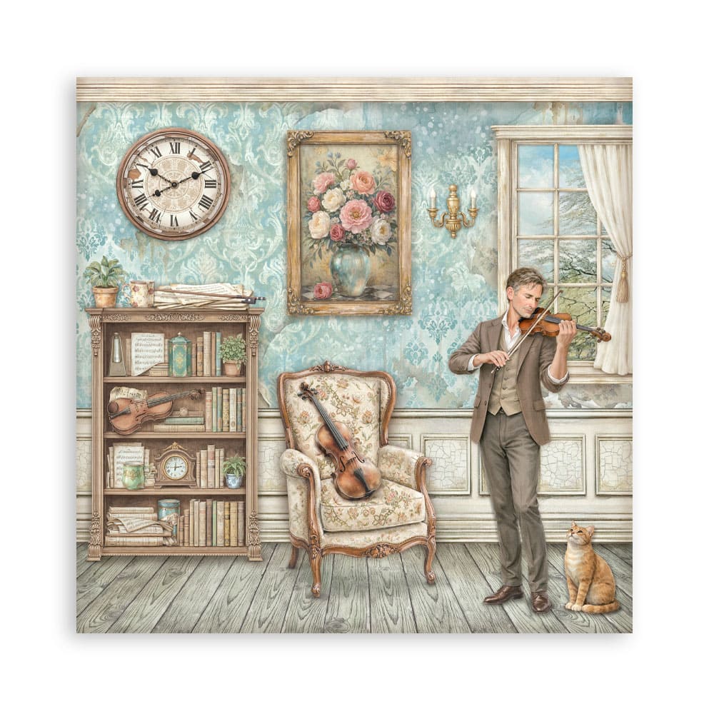Scrapbookingpapper - Double faced - Symphony - 28 - Stamperia - Tidformera