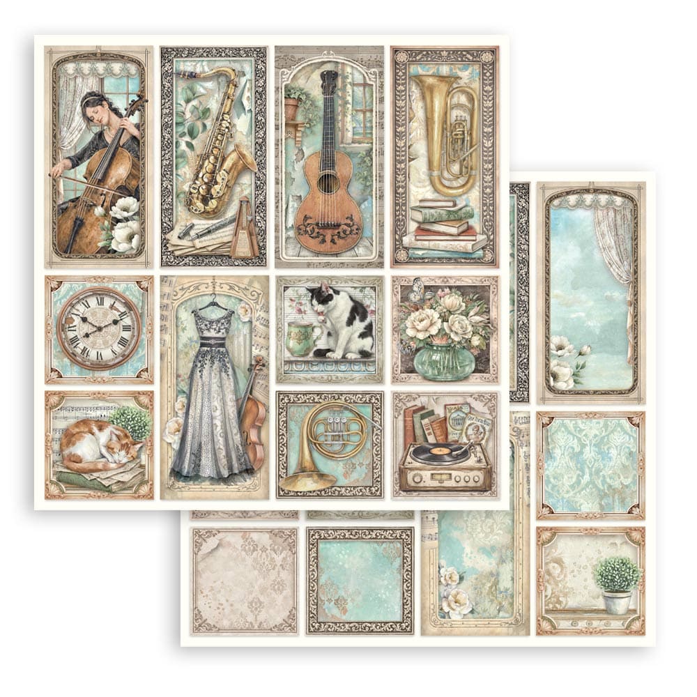Scrapbookingpapper - Double faced - Symphony - 18 - Stamperia - Tidformera