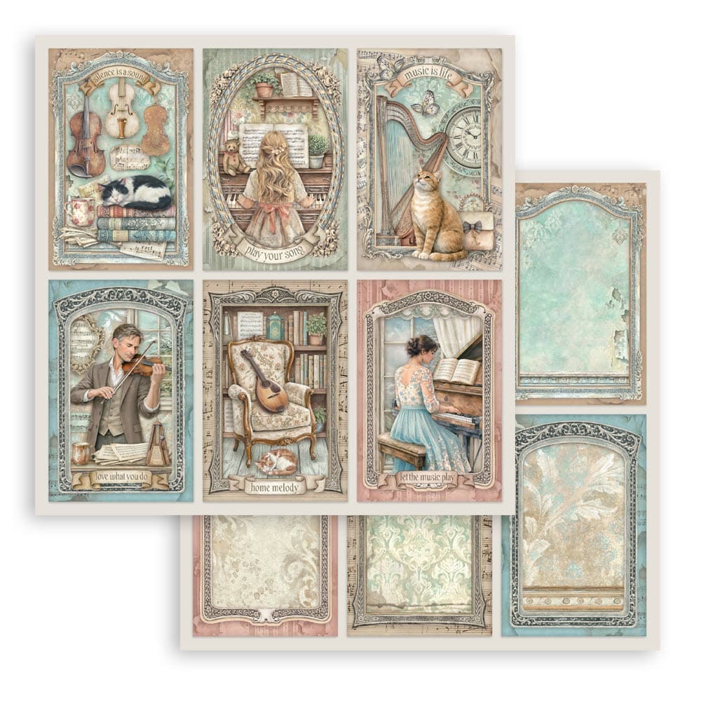 Scrapbookingpapper - Double faced - Symphony - 15 - Stamperia - Tidformera